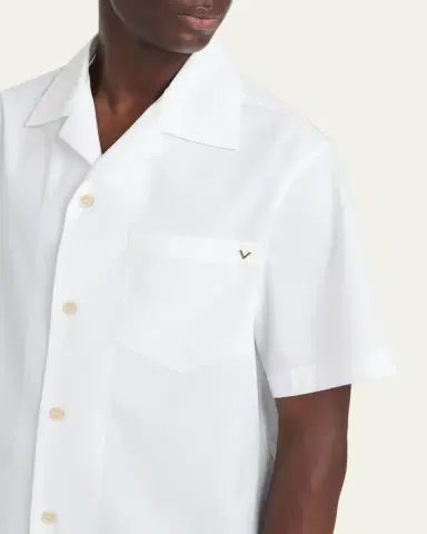 Valentino Garavani Men's Cotton Poplin Camp Shirt | Thumbnail 5 Valentino Garavani Men's Cotton Poplin Camp Shirt | Thumbnail 5