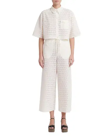 Valentino Garavani Embroidered Eyelet Cotton Drawstring Pants | Thumbnail 1 Valentino Garavani Embroidered Eyelet Cotton Drawstring Pants | Thumbnail 1