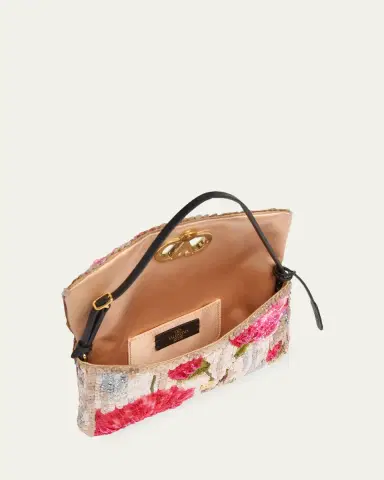 Valentino Garavani Devain Floral Sequin Silk Satin Top-Handle Bag | Thumbnail 3 Valentino Garavani Devain Floral Sequin Silk Satin Top-Handle Bag | Thumbnail 3