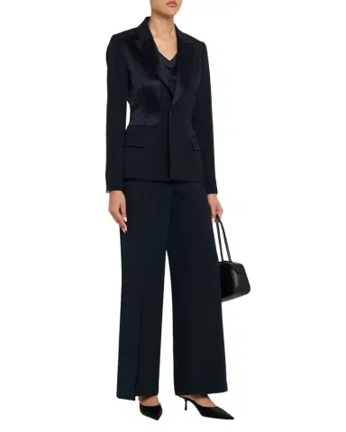 Jason Wu Collection Asymmetric Pleat Straight-Leg Cady Trousers | Thumbnail 1 Jason Wu Collection Asymmetric Pleat Straight-Leg Cady Trousers | Thumbnail 1