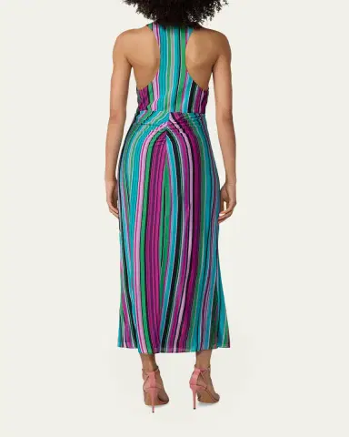 Diane von Furstenberg Zella Striped Twist-Front Plunging Midi Dress | Thumbnail 3 Diane von Furstenberg Zella Striped Twist-Front Plunging Midi Dress | Thumbnail 3