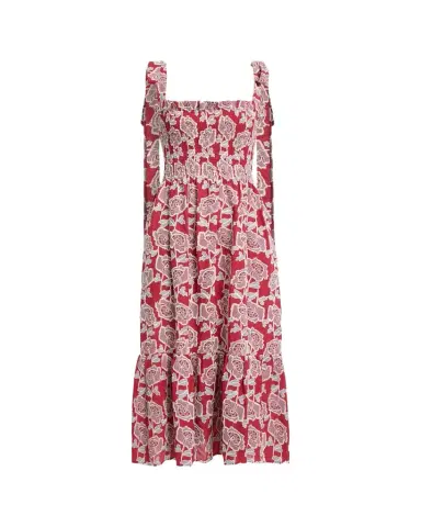 Erdem Floral Embroidered Cotton Smocked Sleeveless Midi Dress | Thumbnail 1 Erdem Floral Embroidered Cotton Smocked Sleeveless Midi Dress | Thumbnail 1