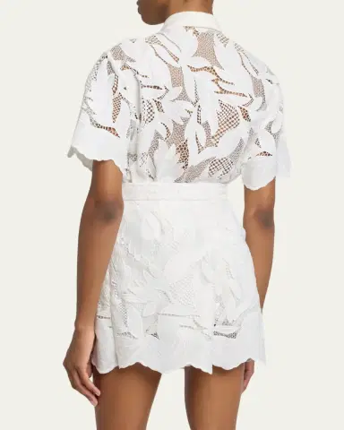 Erdem Floral Cutwork Cotton Short-Sleeve Button-Down Shirt | Thumbnail 3 Erdem Floral Cutwork Cotton Short-Sleeve Button-Down Shirt | Thumbnail 3