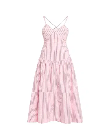 Cinq à Sept Rose Stripe Drop-Waist Midi Dress | Thumbnail 1 Cinq à Sept Rose Stripe Drop-Waist Midi Dress | Thumbnail 1