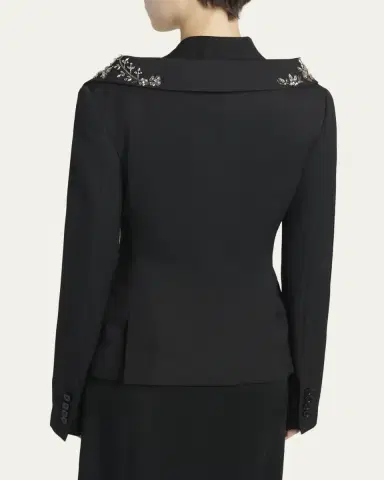 Alexander McQueen Beaded Off-The-Shoulder Single-Breasted Jacket | Thumbnail 3 Alexander McQueen Beaded Off-The-Shoulder Single-Breasted Jacket | Thumbnail 3