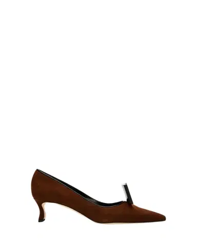 Manolo Blahnik 50mm Potoka Suede Pumps | Thumbnail 1 Manolo Blahnik 50mm Potoka Suede Pumps | Thumbnail 1