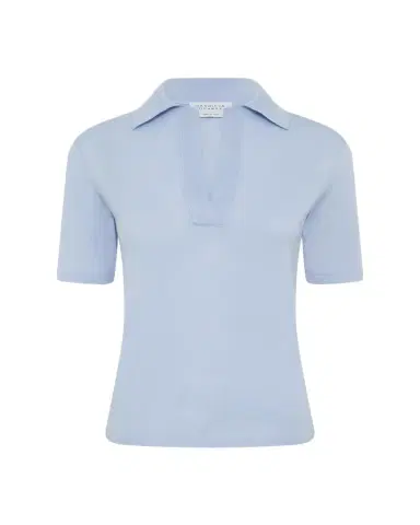 Gabriela Hearst Caius Short-Sleeve Wool-Silk Polo Sweater | Thumbnail 1 Gabriela Hearst Caius Short-Sleeve Wool-Silk Polo Sweater | Thumbnail 1