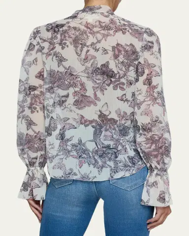 L'AGENCE Eunice Ruffle-Sleeve Blouse | Thumbnail 3 L'AGENCE Eunice Ruffle-Sleeve Blouse | Thumbnail 3