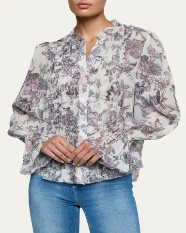 L'AGENCE Eunice Ruffle-Sleeve Blouse | Thumbnail 4 L'AGENCE Eunice Ruffle-Sleeve Blouse | Thumbnail 4