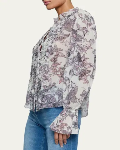 L'AGENCE Eunice Ruffle-Sleeve Blouse | Thumbnail 5 L'AGENCE Eunice Ruffle-Sleeve Blouse | Thumbnail 5