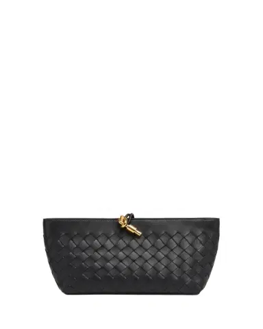 Bottega Veneta Andiamo Knot-Embellished Leather Clutch Bag | Thumbnail 1 Bottega Veneta Andiamo Knot-Embellished Leather Clutch Bag | Thumbnail 1