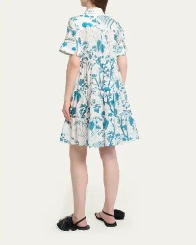 Erdem Floral Cotton-Linen Tiered Mini Shirtdress | Thumbnail 3 Erdem Floral Cotton-Linen Tiered Mini Shirtdress | Thumbnail 3