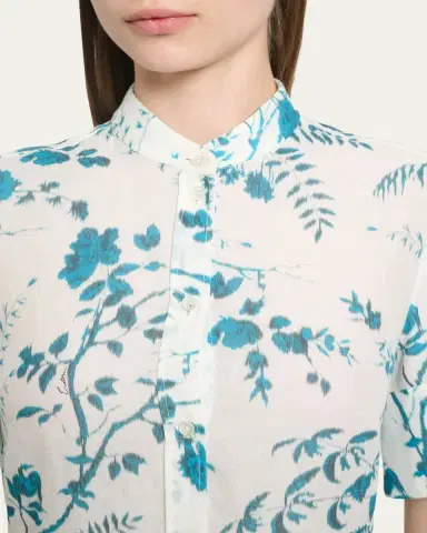 Erdem Floral Cotton-Linen Tiered Mini Shirtdress | Thumbnail 5 Erdem Floral Cotton-Linen Tiered Mini Shirtdress | Thumbnail 5