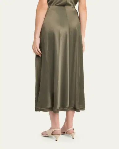 Vince Pleated Satin Midi Skirt | Thumbnail 3 Vince Pleated Satin Midi Skirt | Thumbnail 3