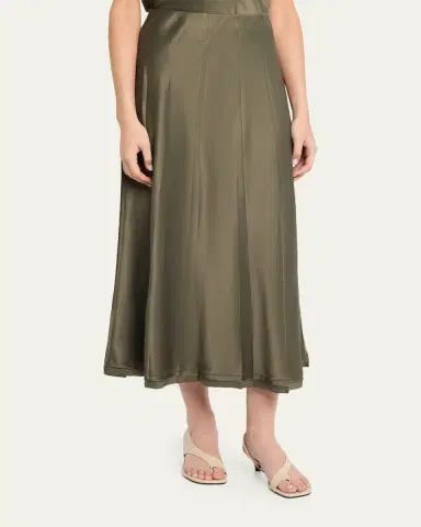 Vince Pleated Satin Midi Skirt | Thumbnail 4 Vince Pleated Satin Midi Skirt | Thumbnail 4