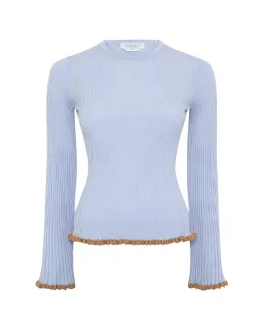 Gabriela Hearst Erya Ruffle-Trim Rib Crewneck Sweater | Thumbnail 1 Gabriela Hearst Erya Ruffle-Trim Rib Crewneck Sweater | Thumbnail 1