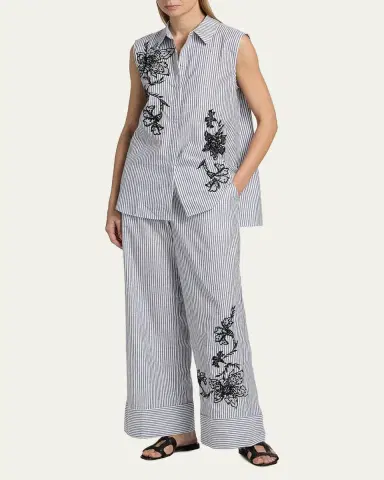 Kobi Halperin Aerin Striped Floral-Embroidered Blouse | Thumbnail 2 Kobi Halperin Aerin Striped Floral-Embroidered Blouse | Thumbnail 2