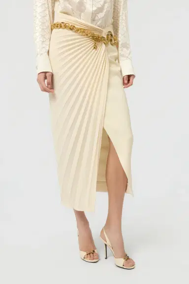 Roberto Cavalli Ivory Midi Pleated Skirt | Thumbnail 2 Roberto Cavalli Ivory Midi Pleated Skirt | Thumbnail 2