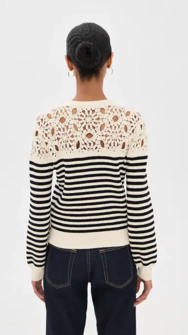FRAME The Coastal tripe Cardigan Cream Multi | Thumbnail 4 FRAME The Coastal tripe Cardigan Cream Multi | Thumbnail 4