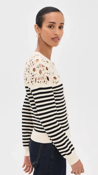 FRAME The Coastal tripe Cardigan Cream Multi | Thumbnail 5 FRAME The Coastal tripe Cardigan Cream Multi | Thumbnail 5