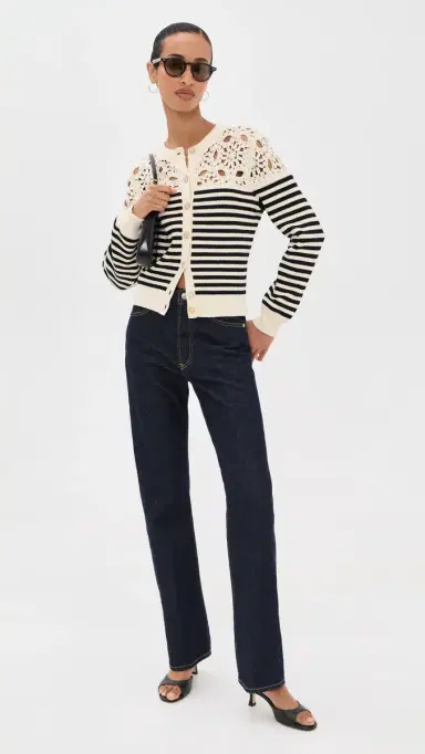 FRAME The Coastal tripe Cardigan Cream Multi | Thumbnail 6 FRAME The Coastal tripe Cardigan Cream Multi | Thumbnail 6