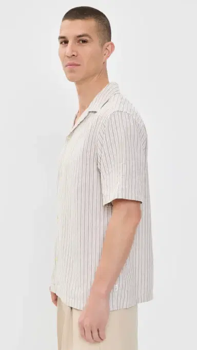 Les Deux tripe Cotton Linen Shirt Dark and | Thumbnail 4 Les Deux tripe Cotton Linen Shirt Dark and | Thumbnail 4