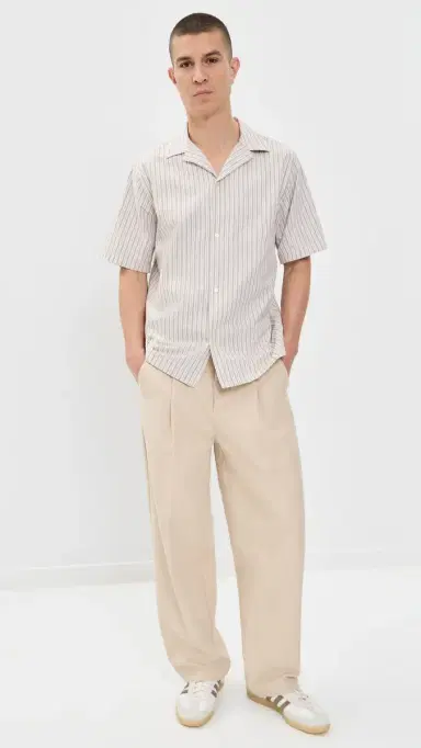 Les Deux tripe Cotton Linen Shirt Dark and | Thumbnail 5 Les Deux tripe Cotton Linen Shirt Dark and | Thumbnail 5