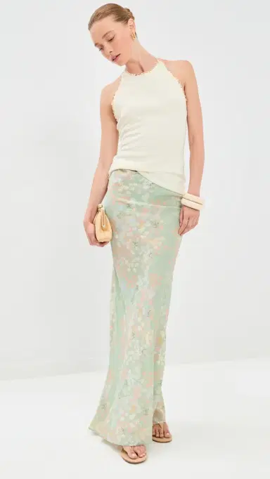 BERNADETTE Emily Silk Skirt Jasmine/Mint | Thumbnail 2 BERNADETTE Emily Silk Skirt Jasmine/Mint | Thumbnail 2