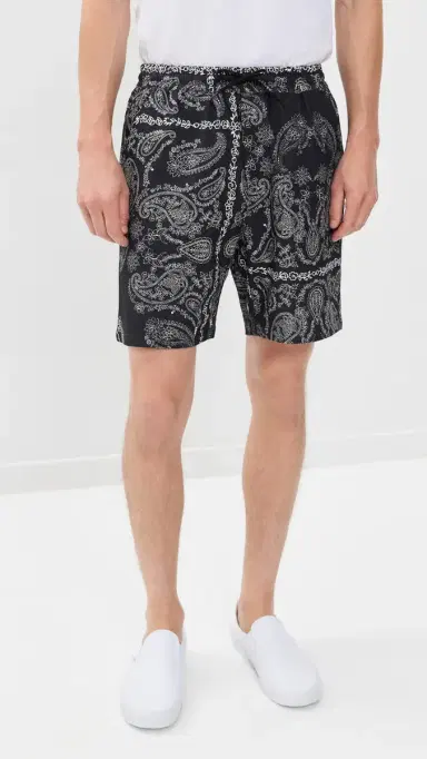 Les Deux Paisley Shorts 7 Tap hoe Black | Thumbnail 2 Les Deux Paisley Shorts 7 Tap hoe Black | Thumbnail 2