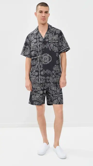Les Deux Paisley Shorts 7 Tap hoe Black | Thumbnail 5 Les Deux Paisley Shorts 7 Tap hoe Black | Thumbnail 5
