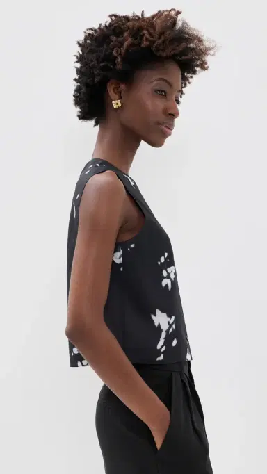 Theory Sleeveless Button Down hell Top Black Multi - A0p | Thumbnail 4 Theory Sleeveless Button Down hell Top Black Multi - A0p | Thumbnail 4