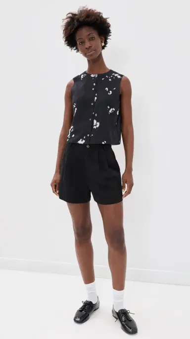 Theory Sleeveless Button Down hell Top Black Multi - A0p | Thumbnail 5 Theory Sleeveless Button Down hell Top Black Multi - A0p | Thumbnail 5
