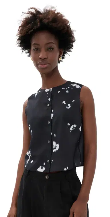 Theory Sleeveless Button Down hell Top Black Multi - A0p | Thumbnail 1 Theory Sleeveless Button Down hell Top Black Multi - A0p | Thumbnail 1