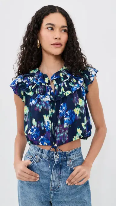 Ulla Johnson Eleonore Silk Top Evening Bloom | Thumbnail 2 Ulla Johnson Eleonore Silk Top Evening Bloom | Thumbnail 2