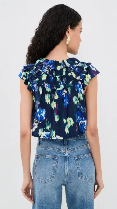 Ulla Johnson Eleonore Silk Top Evening Bloom | Thumbnail 3 Ulla Johnson Eleonore Silk Top Evening Bloom | Thumbnail 3