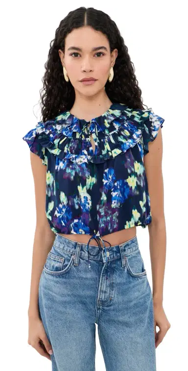 Ulla Johnson Eleonore Silk Top Evening Bloom | Thumbnail 1 Ulla Johnson Eleonore Silk Top Evening Bloom | Thumbnail 1
