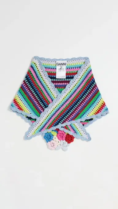 Ganni Triangular Crochet Scarf Multicolour One Size | Thumbnail 2 Ganni Triangular Crochet Scarf Multicolour One Size | Thumbnail 2