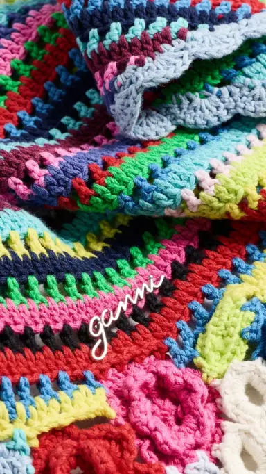 Ganni Triangular Crochet Scarf Multicolour One Size | Thumbnail 5 Ganni Triangular Crochet Scarf Multicolour One Size | Thumbnail 5