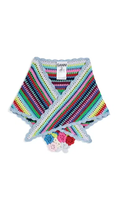 Ganni Triangular Crochet Scarf Multicolour One Size | Thumbnail 6 Ganni Triangular Crochet Scarf Multicolour One Size | Thumbnail 6