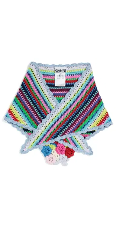 Ganni Triangular Crochet Scarf Multicolour One Size | Thumbnail 1 Ganni Triangular Crochet Scarf Multicolour One Size | Thumbnail 1