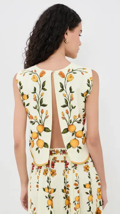 FARM Rio Scalloped Blouse Lemon Bouquet Off-White | Thumbnail 3 FARM Rio Scalloped Blouse Lemon Bouquet Off-White | Thumbnail 3