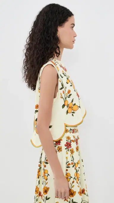 FARM Rio Scalloped Blouse Lemon Bouquet Off-White | Thumbnail 4 FARM Rio Scalloped Blouse Lemon Bouquet Off-White | Thumbnail 4