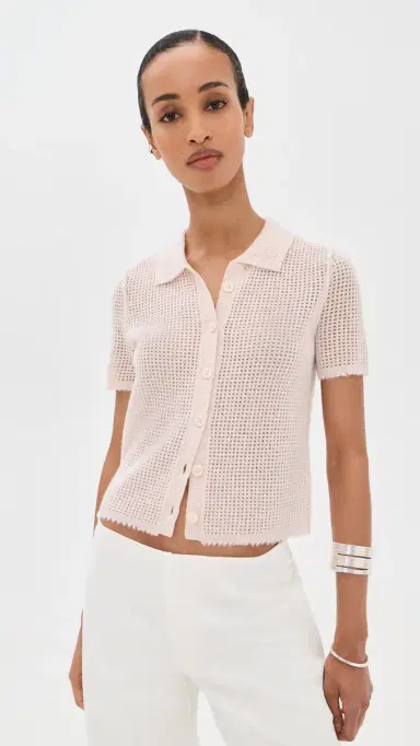 RE/DONE Amelia Cashmere Polo Pink alt | Thumbnail 2 RE/DONE Amelia Cashmere Polo Pink alt | Thumbnail 2