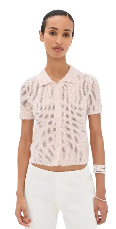 RE/DONE Amelia Cashmere Polo Pink alt | Thumbnail 1 RE/DONE Amelia Cashmere Polo Pink alt | Thumbnail 1