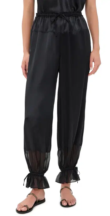 Ulla Johnson Camile Silk Cinched Pants Noir | Thumbnail 1 Ulla Johnson Camile Silk Cinched Pants Noir | Thumbnail 1