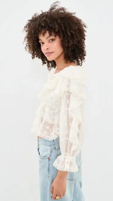 For Love & Lemons Lilou Blouse Cream | Thumbnail 4 For Love & Lemons Lilou Blouse Cream | Thumbnail 4