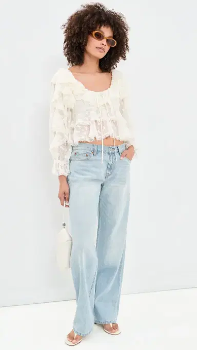 For Love & Lemons Lilou Blouse Cream | Thumbnail 5 For Love & Lemons Lilou Blouse Cream | Thumbnail 5