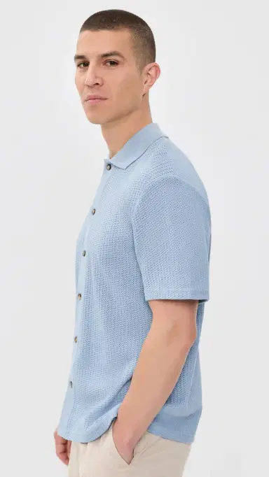 Les Deux Pointelle Shirt Faded Denim Blue | Thumbnail 4 Les Deux Pointelle Shirt Faded Denim Blue | Thumbnail 4