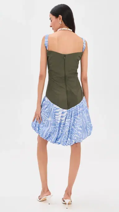 Busayo Dupe Bubble Dress Green & Blue | Thumbnail 3 Busayo Dupe Bubble Dress Green & Blue | Thumbnail 3