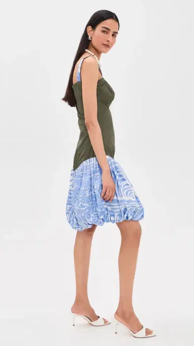 Busayo Dupe Bubble Dress Green & Blue | Thumbnail 4 Busayo Dupe Bubble Dress Green & Blue | Thumbnail 4